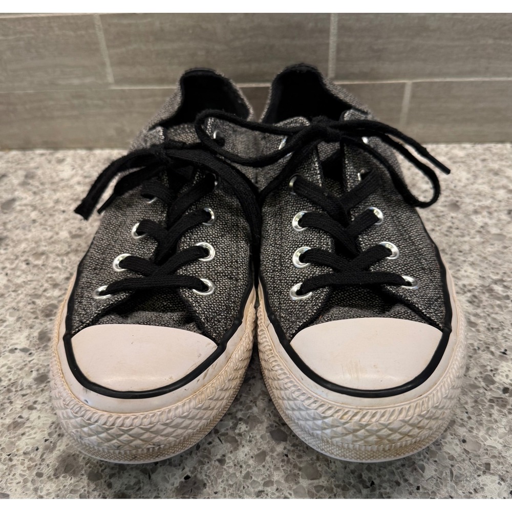 Converse All Star Low Top Marled Black Woven Sneakers Double Tongue W 6.5/M 4.5